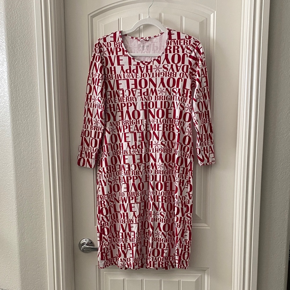 Lands' End Red and White Festive Nightgown Pajama